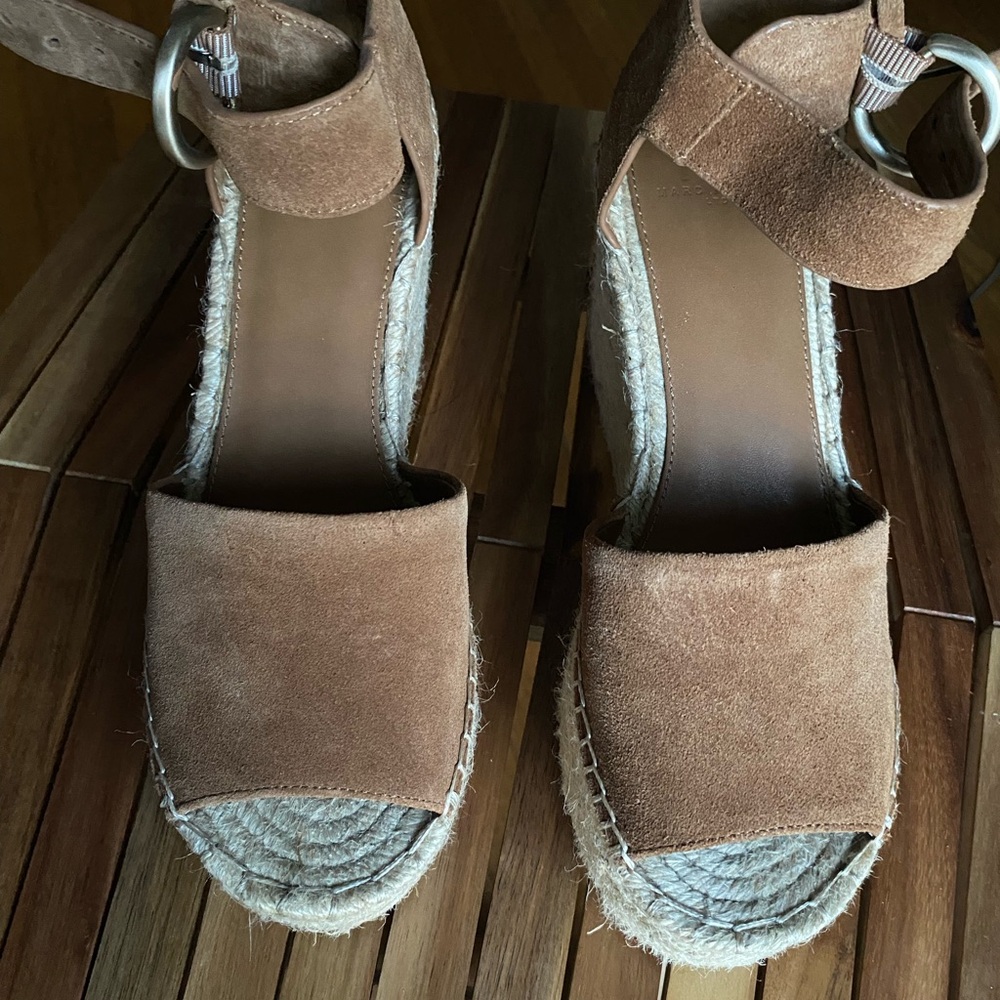 Marc Fisher Tan Suede Espadrille Wedges